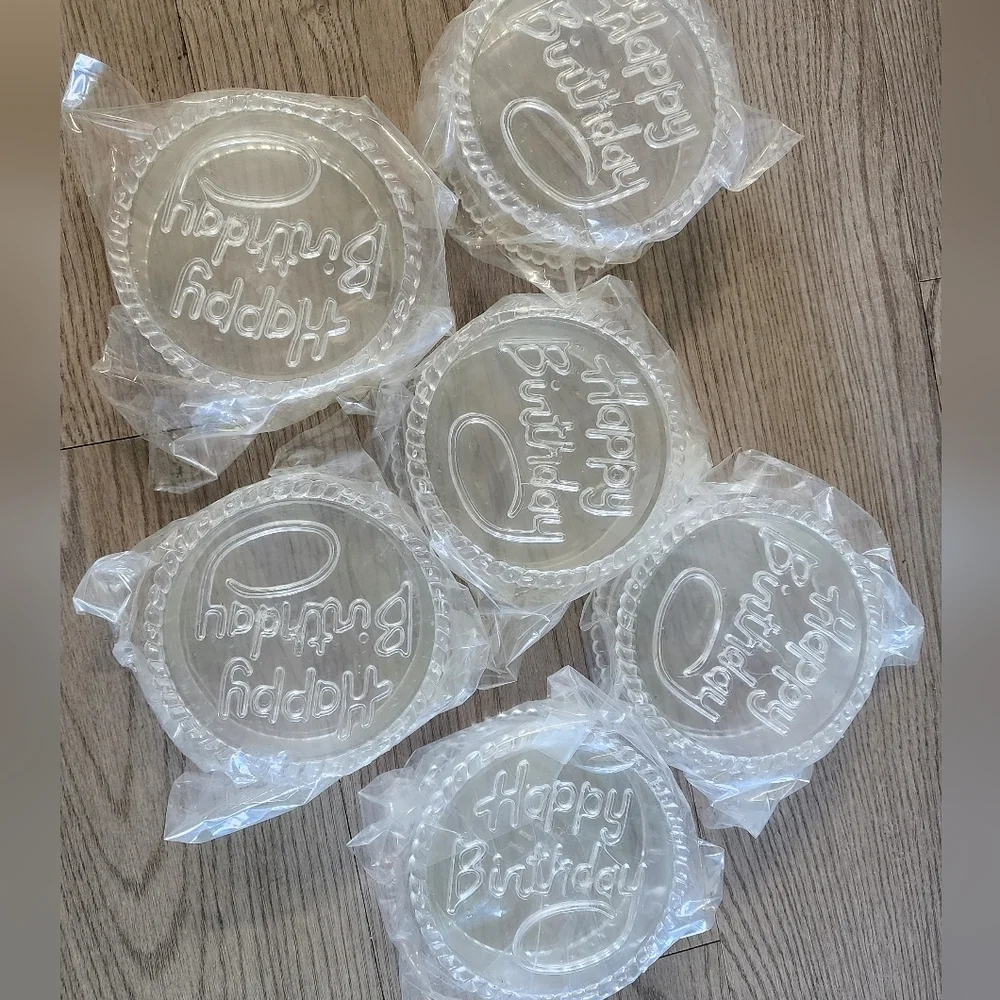 6x Clear Happy Birthday Party Plastic Containers For Beads, Gifts, Crafts, Art